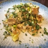 Spinatknödel mit Pfifferlingen