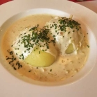 Foto zu Restaurant im Parkhotel: 3.12.25: vegetarische gefüllte Klöße (Lauch / Pilze). Super lecker!