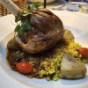 Lammhaxe mit gebratenen Artischockenherzen, Gemüse-Safran-Couscous