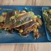 Dorschfilet mit Bratkartoffeln und Bohnensalat